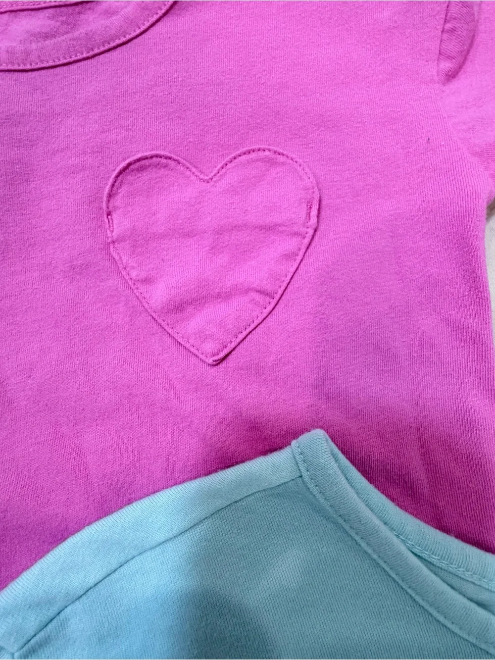 The Children's Place Pink & Light Blue Heart Pocket Short Sleeve Tee Set
